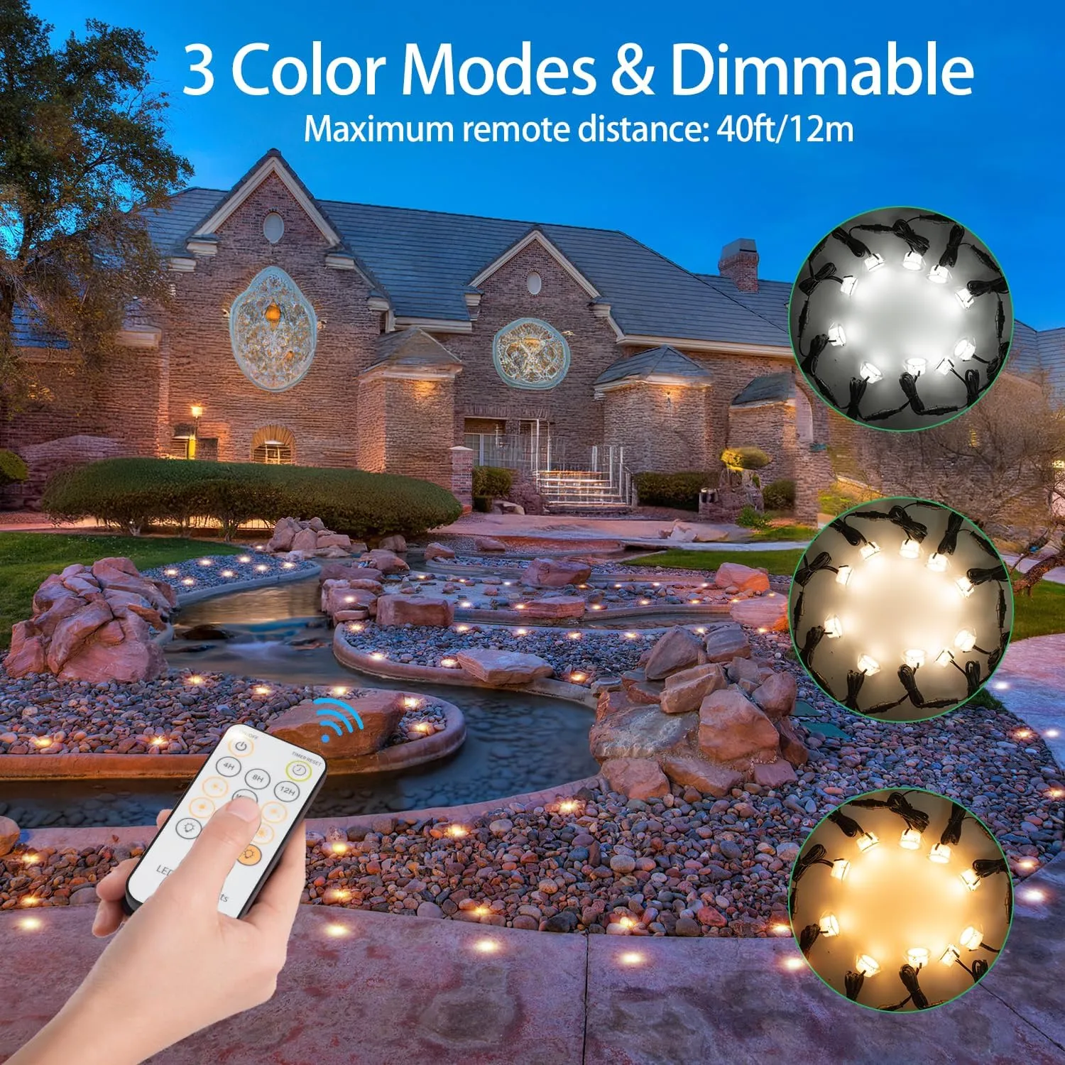 HIBOITEC Recessed LED Deck Light Kits with Remote Control φ42mm, 10 Pack Deck Lighting IP67 Waterproof, 12V Low Voltage In Ground Outdoor LED Landscape Lighting for Yard, Garden, Patio, Stair