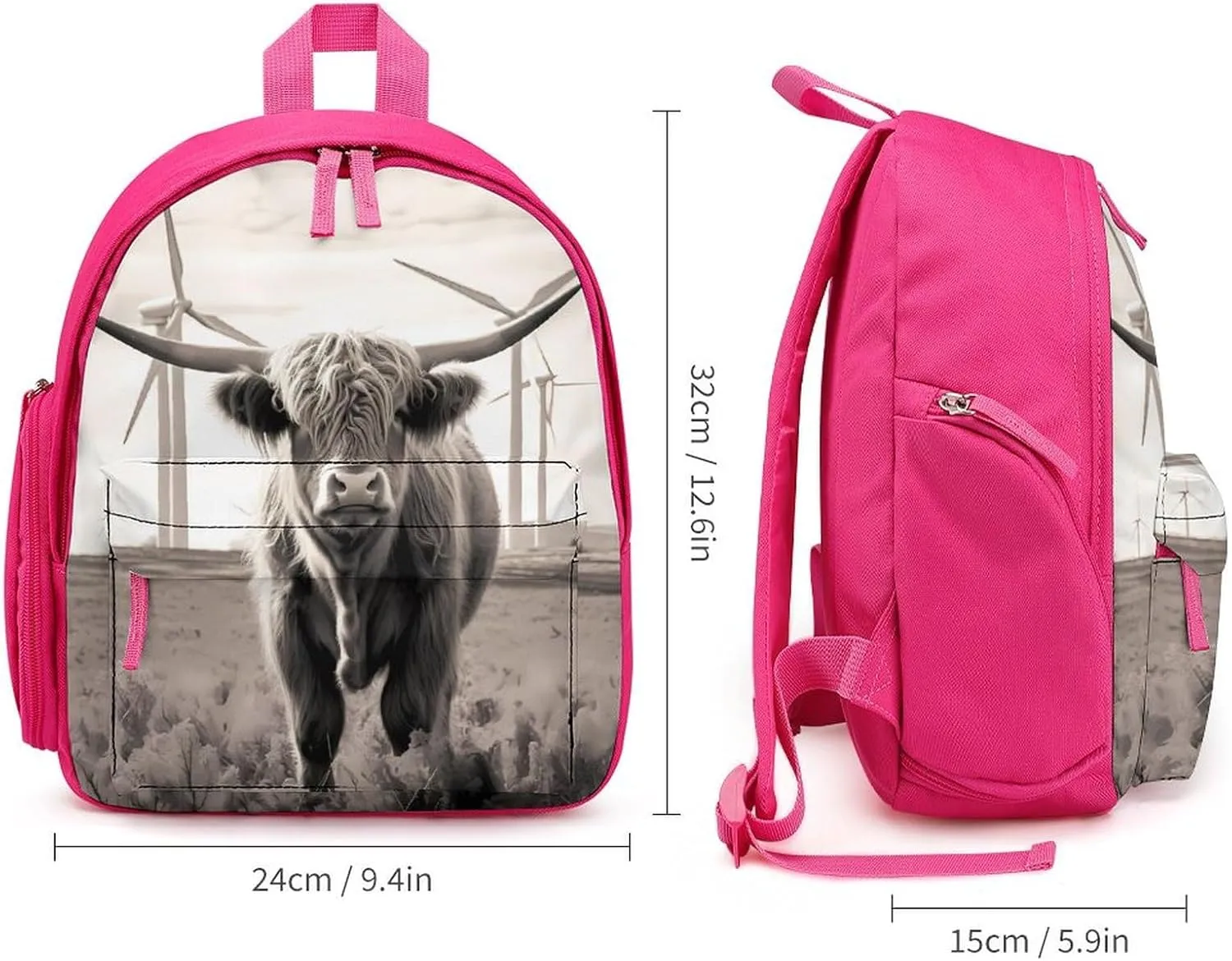 Highland Cow Windmill Travel Laptop Backpack for Men Women Lightweight Shoulder Bag Work Bag Daypack