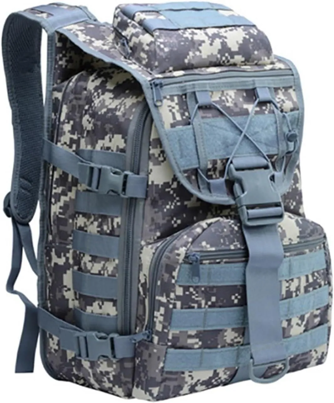 Hiking Backpack 40L,Army Assault Bag, Outdoor Sports Camping Travel Backpack, Lightweight Waterproof Blue Camo
