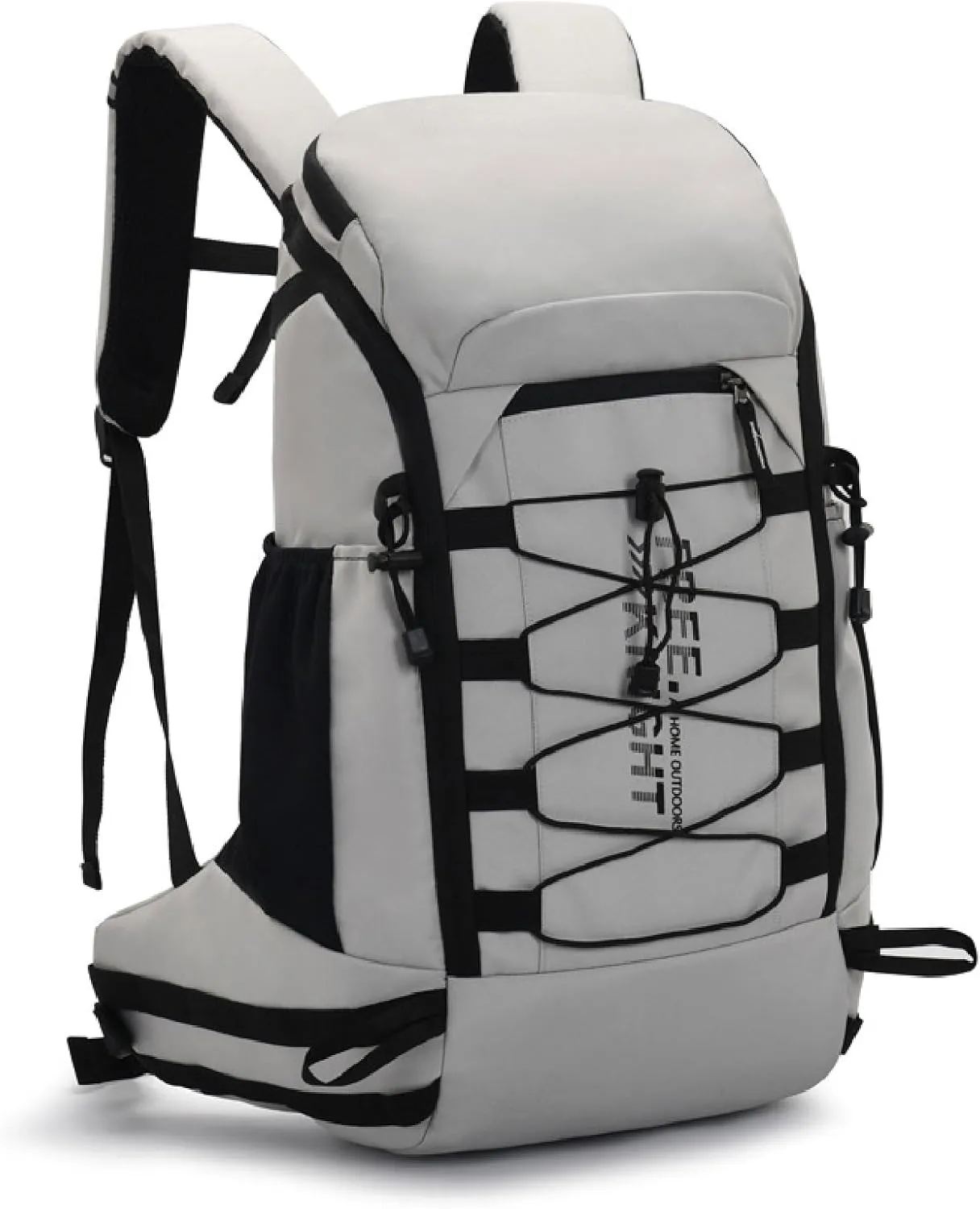 Hiking Backpack Waterproof Lightweight Casual Daypack with Rain Cover, Outdoor Sport Travel Camping Bag,Light gray,40L