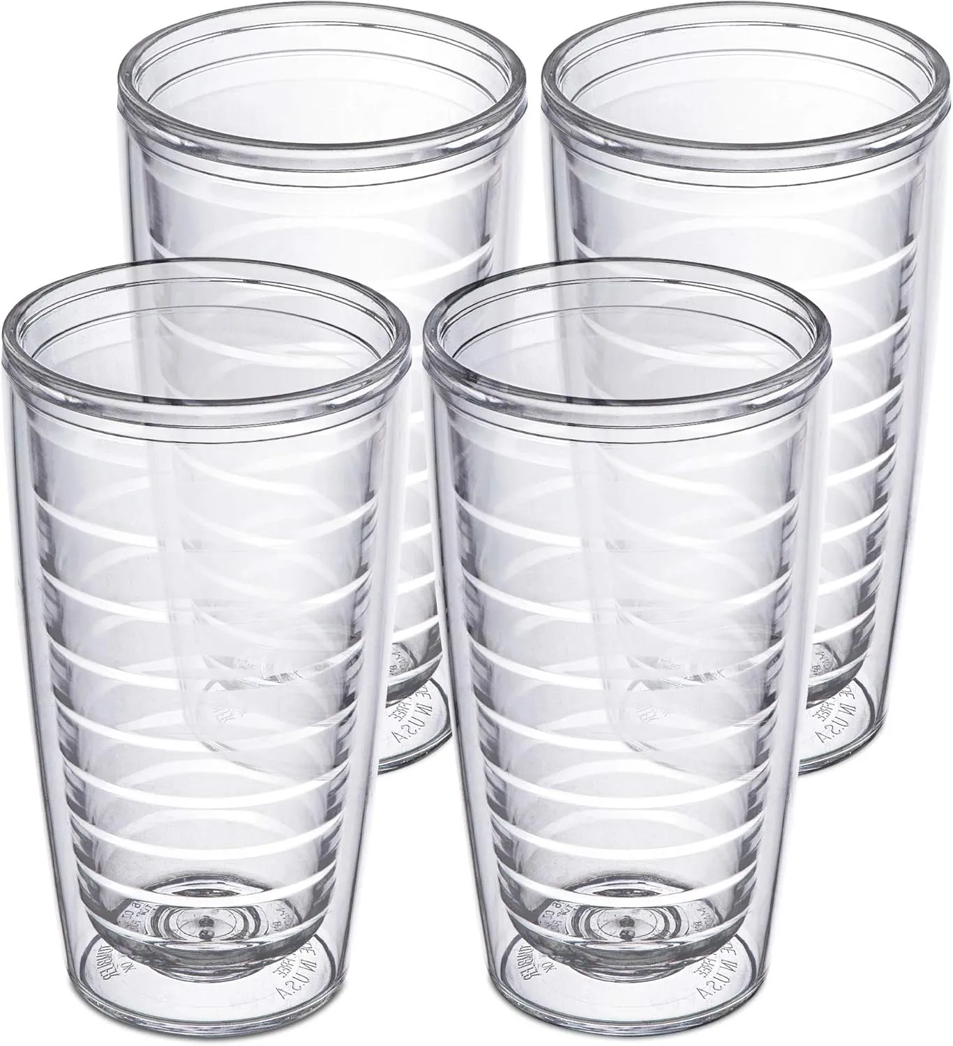 Homestead Choice 16oz Insulated Tumblers Plastic Keeps Drinks Cold & Hot, 4pk Double Walled Clear Insulated Drinking Glasses Cup, BPA-Free, Dishwasher Safe Reusable