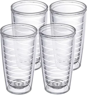 Homestead Choice 16oz Insulated Tumblers Plastic Keeps Drinks Cold & Hot, 4pk Double Walled Clear Insulated Drinking Glasses Cup, BPA-Free, Dishwasher Safe Reusable