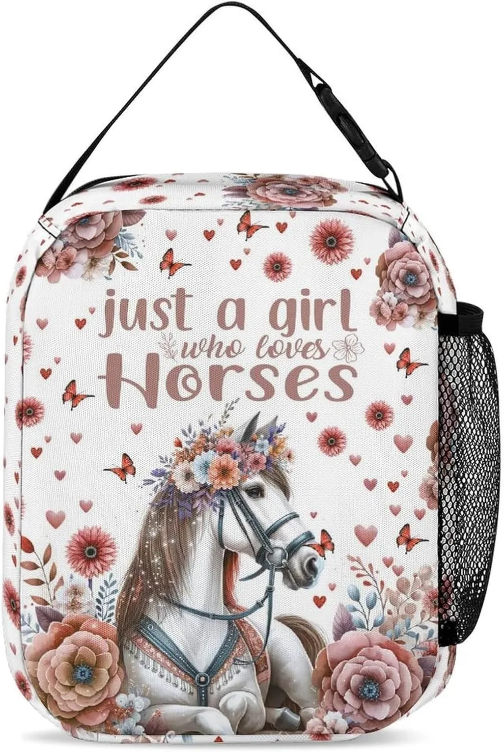 Horse Backpack with Lunch Bag & Pencil Case for Kids Girls Boys School, 16 Inch Cute Horses Theme Bookbag, School Backpack for Students Children, Lightweight, Adjustable