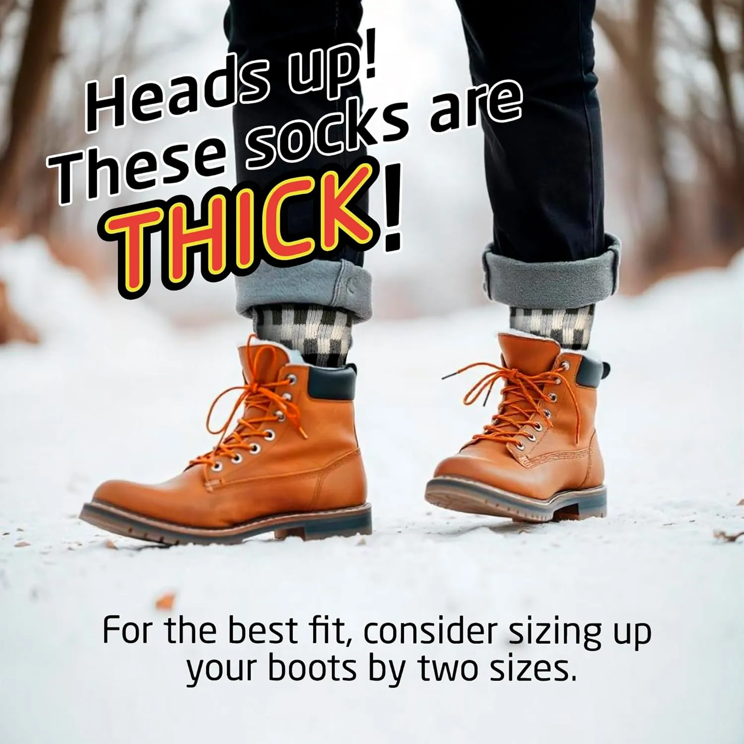 HOT FEET Thermal Socks for Men - Extreme Cold Weather, 2 Pack Thick Warm Socks, Winter Insulated, Size 6-12.5