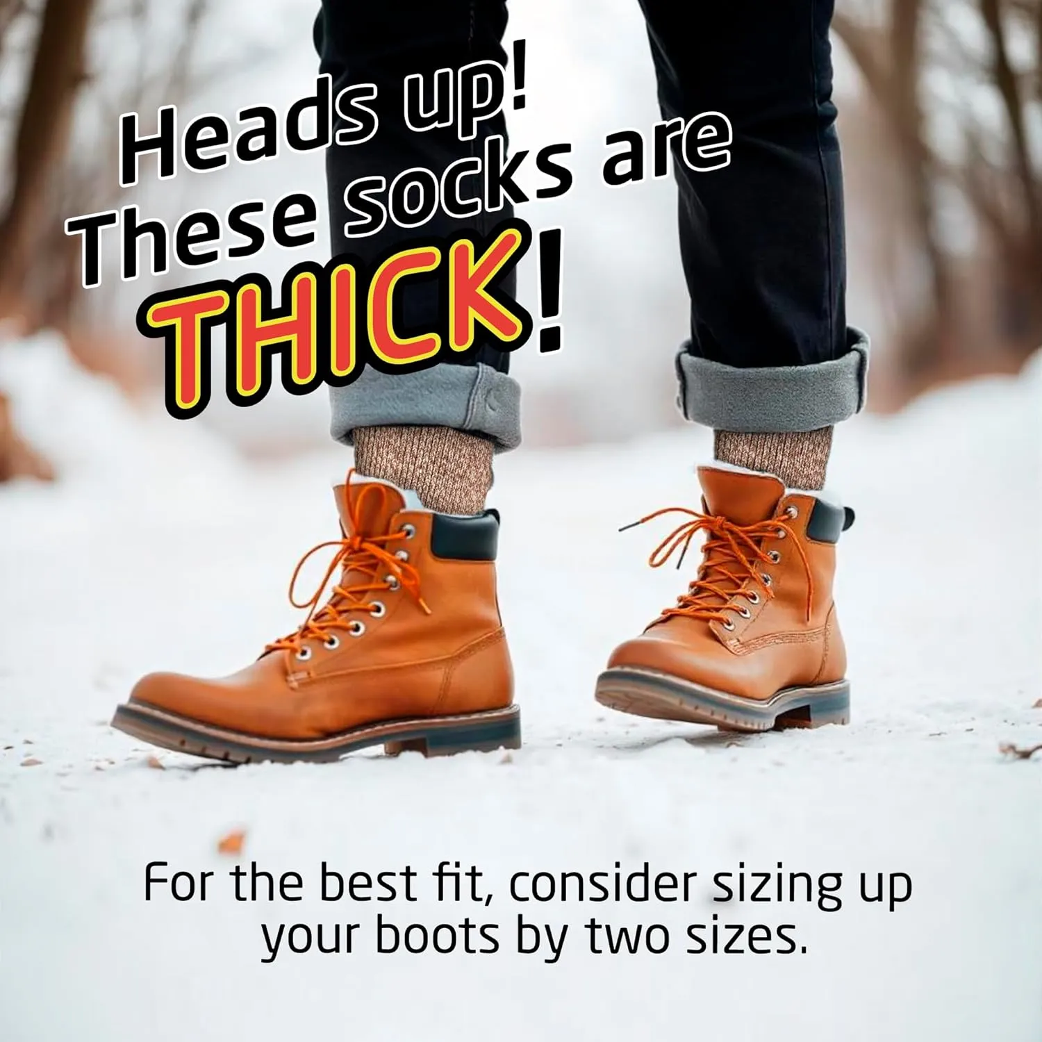 HOT FEET Thermal Socks for Men - Extreme Cold Weather, 2 Pack Thick Warm Socks, Winter Insulated, Size 6-12.5