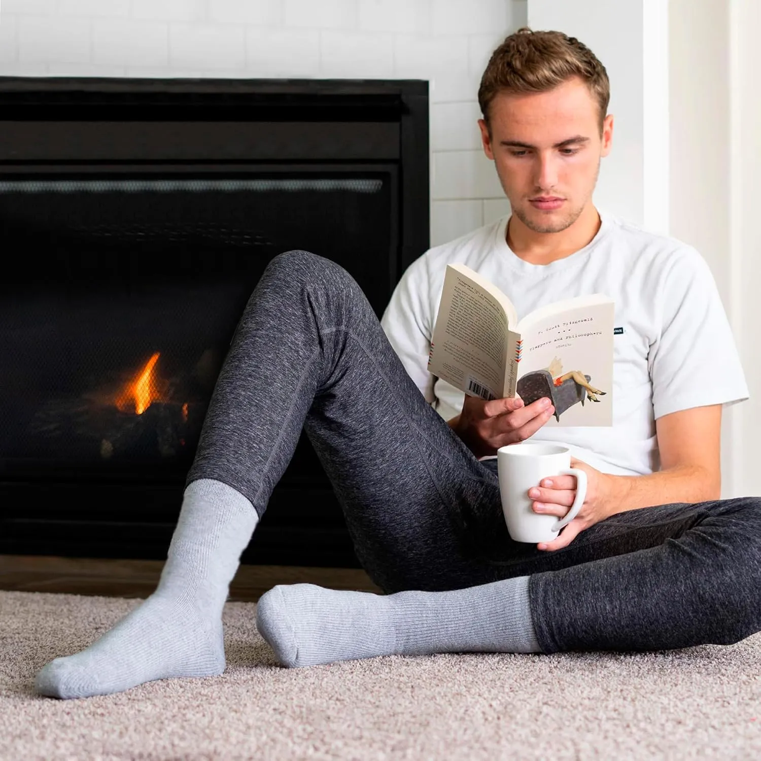 HOT FEET Thermal Socks for Men - Extreme Cold Weather, 2 Pack Thick Warm Socks, Winter Insulated, Size 6-12.5