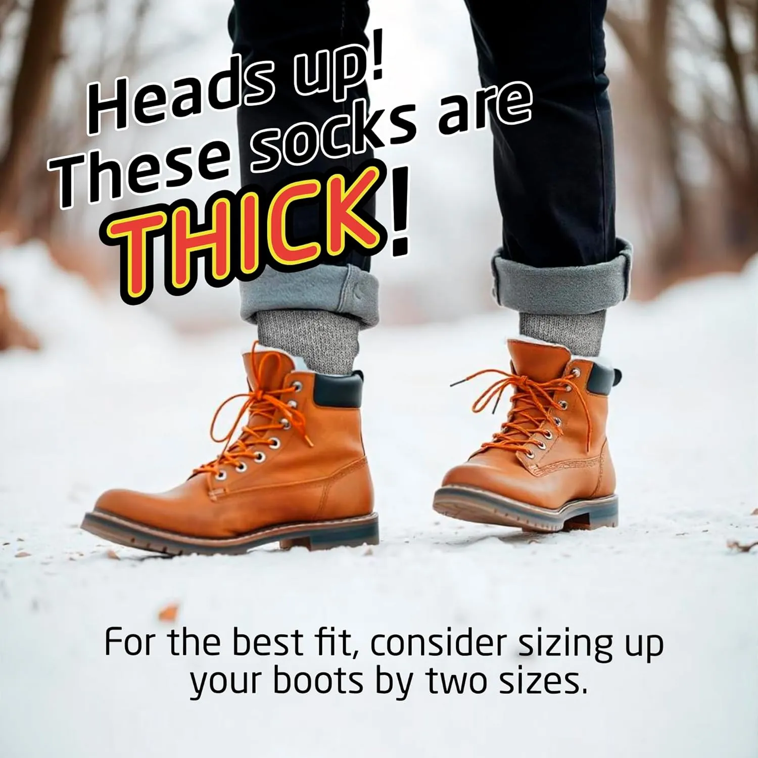HOT FEET Thermal Socks for Men - Extreme Cold Weather, 2 Pack Thick Warm Socks, Winter Insulated, Size 6-12.5