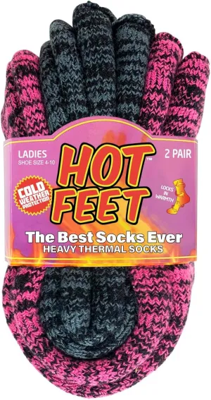 HOT FEET Thermal Socks For Women for Cold Weather – Thick Warm Winter Hiking Heat Insulated Socks, Women’s sizes 4–10.5