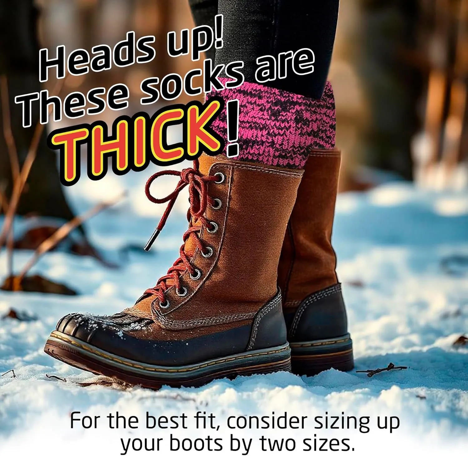 HOT FEET Thermal Socks For Women for Cold Weather – Thick Warm Winter Hiking Heat Insulated Socks, Women’s sizes 4–10.5