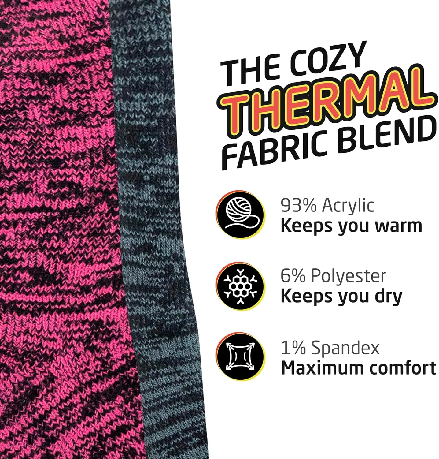 HOT FEET Thermal Socks For Women for Cold Weather – Thick Warm Winter Hiking Heat Insulated Socks, Women’s sizes 4–10.5