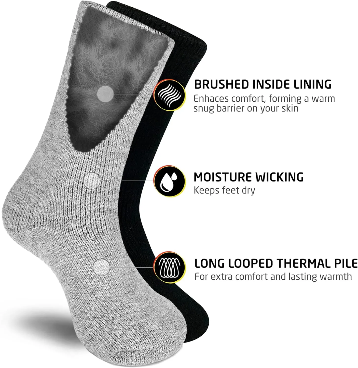 HOT FEET Thermal Socks For Women for Cold Weather – Thick Warm Winter Hiking Heat Insulated Socks, Women’s sizes 4–10.5