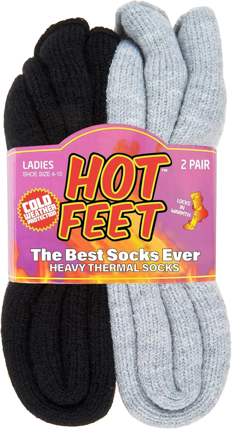 HOT FEET Thermal Socks For Women for Cold Weather – Thick Warm Winter Hiking Heat Insulated Socks, Women’s sizes 4–10.5
