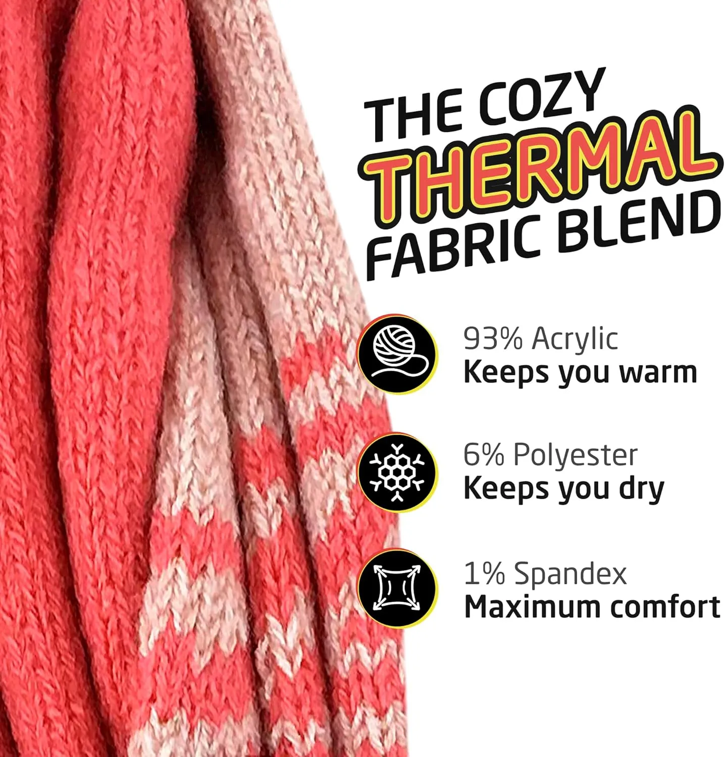 HOT FEET Thermal Socks For Women for Cold Weather – Thick Warm Winter Hiking Heat Insulated Socks, Women’s sizes 4–10.5