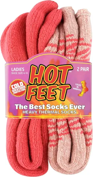 HOT FEET Thermal Socks For Women for Cold Weather – Thick Warm Winter Hiking Heat Insulated Socks, Women’s sizes 4–10.5