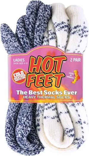 HOT FEET Thermal Socks For Women for Cold Weather – Thick Warm Winter Hiking Heat Insulated Socks, Women’s sizes 4–10.5
