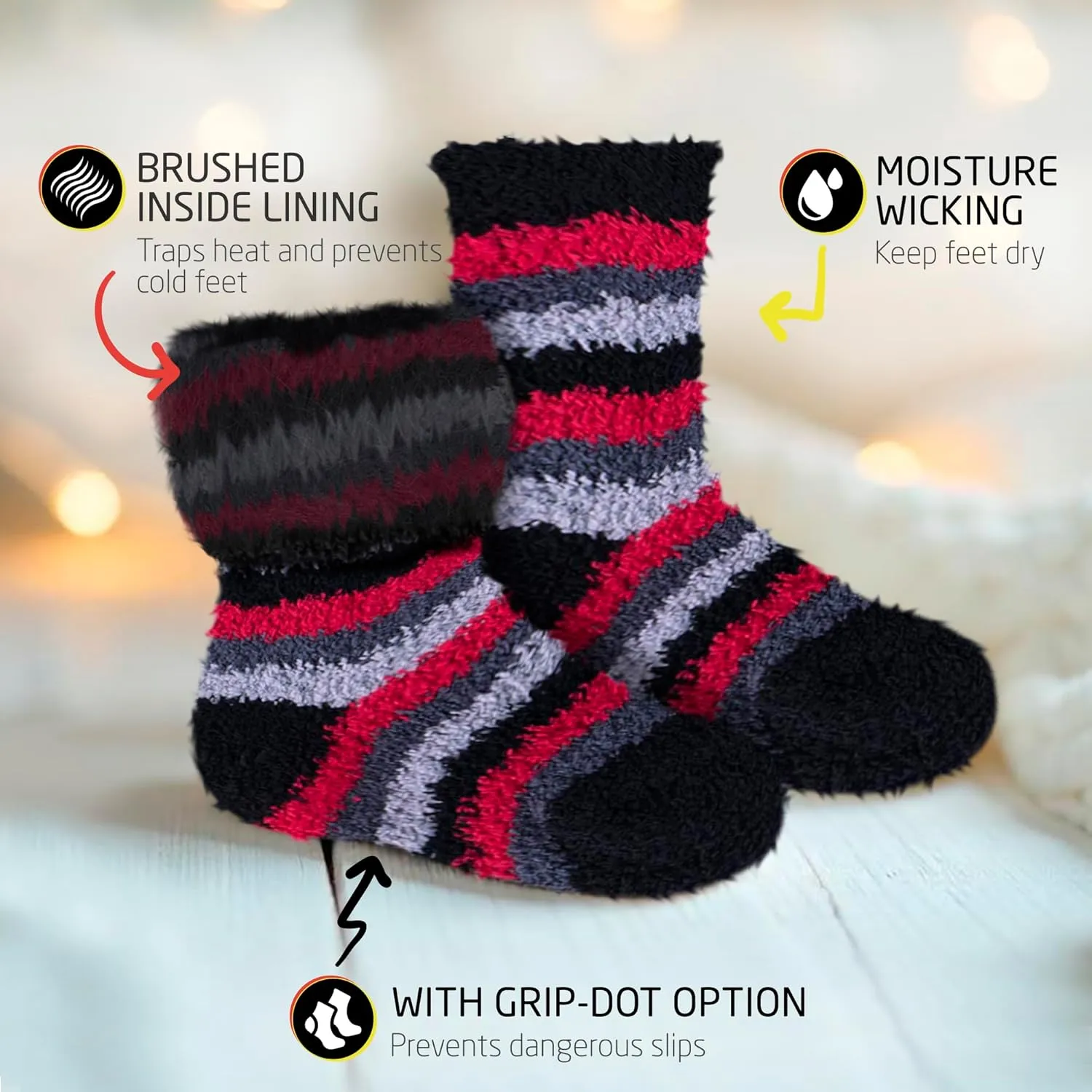 HOT FEET Toddler Warm Socks – Thermal Crew Winter Socks for Toddlers, Thick Insulated Snow Gear for Kids 5/6 Pack