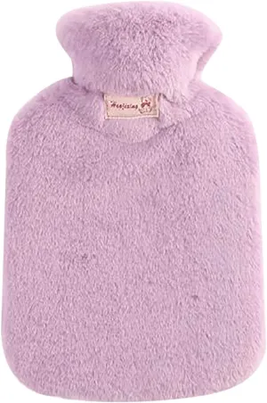 Hot Water Bottle with Soft Cover, Classic Rubber Hot Water Bottle, Hot Water Bag for Cramps, Pain Relief, Neck and Shoulders, Feet Warmer, Hot and Cold Therapy - Great Gift for Women and Girls