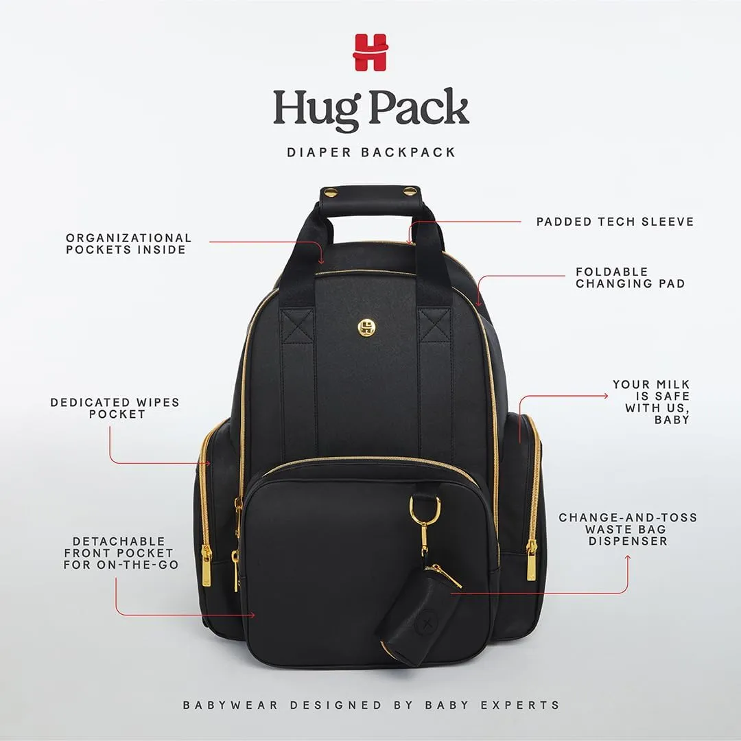 Huggies Signature Hug Pack Diaper Backpack, Black, O/S