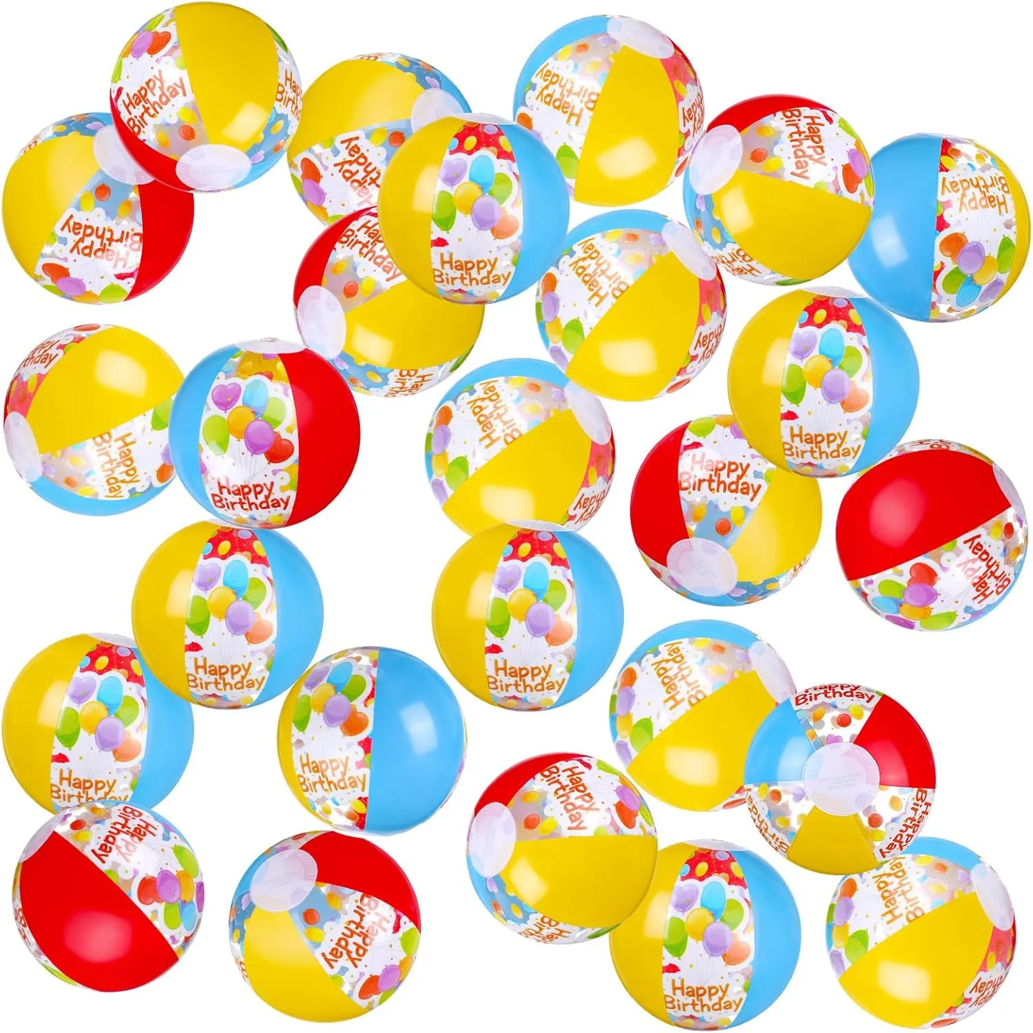 Hungdao 24 Pack Birthday Beach Ball for Pool Birthday Party Decorations 5 Inch Pool Birthday Party Favors Inflatable Beach Balls Swimming Pool Toys for Kids Adults Outdoor Fun Water Games