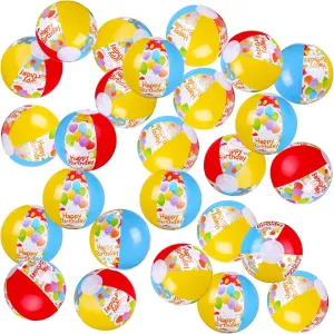 Hungdao 24 Pack Birthday Beach Ball for Pool Birthday Party Decorations 5 Inch Pool Birthday Party Favors Inflatable Beach Balls Swimming Pool Toys for Kids Adults Outdoor Fun Water Games