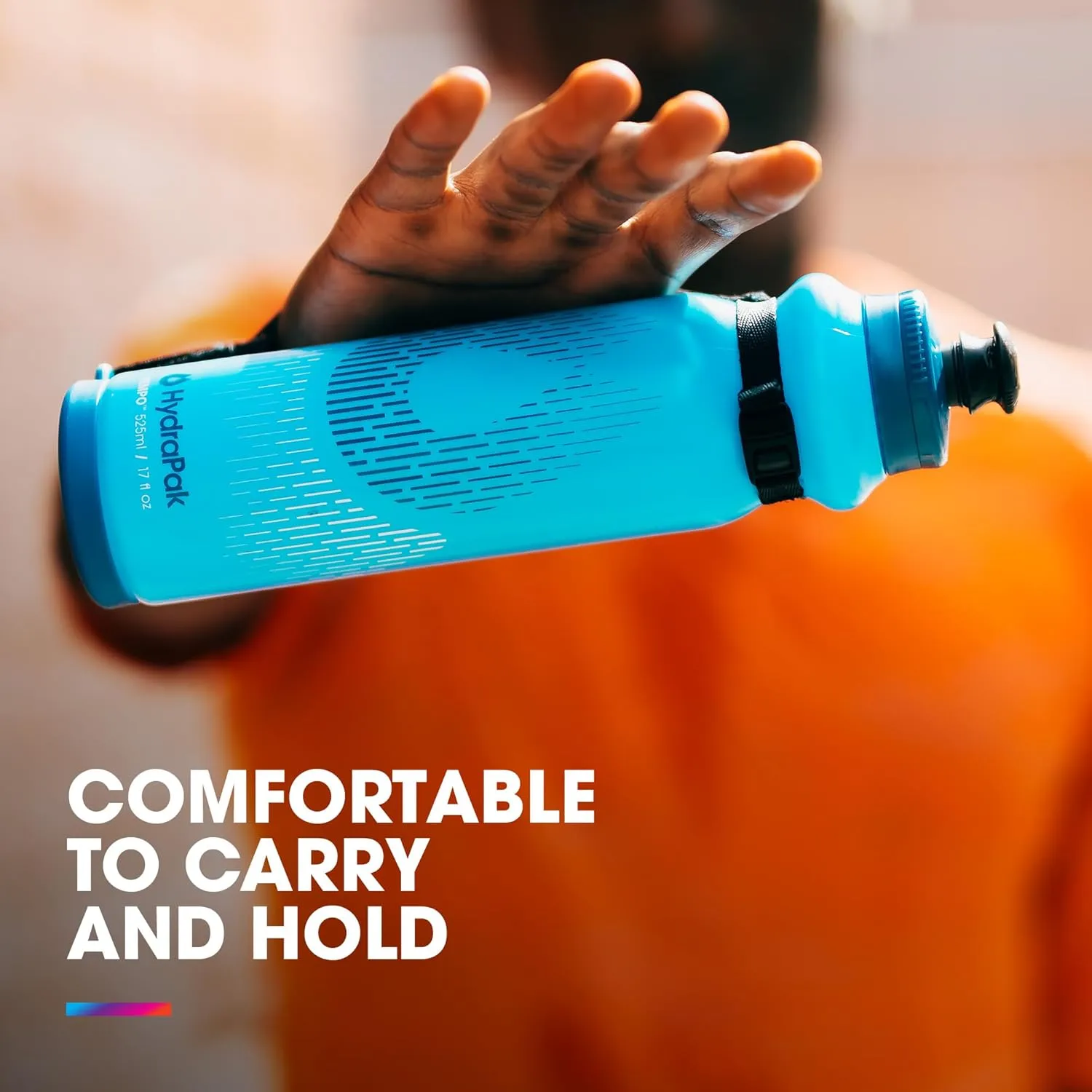 HydraPak Tempo Pro 525ml - Handheld Running Squeeze Bottle for Training and Race Day Hydration with Removable Strap (525ml/17oz) - White