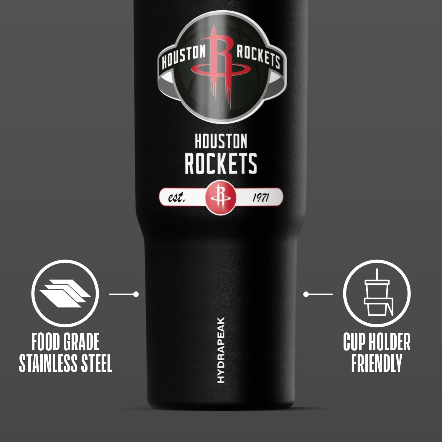 Hydrapeak x NBA Officially Licensed Houston Rockets 32 oz Nomad Tumbler with Handle and Straw Lid, Leakproof Stainless Steel Water Bottle