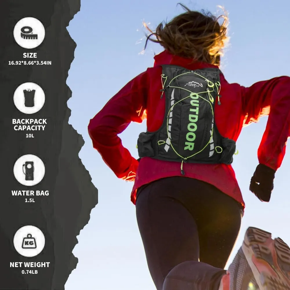 Hydration Pack Backpack，IX INOXTO Running Hydration Vest with 1.5L ( 50 oz) Water Bladder for Men Women，Lightweight Water Backpack for Hiking Cycling Climbing Camping