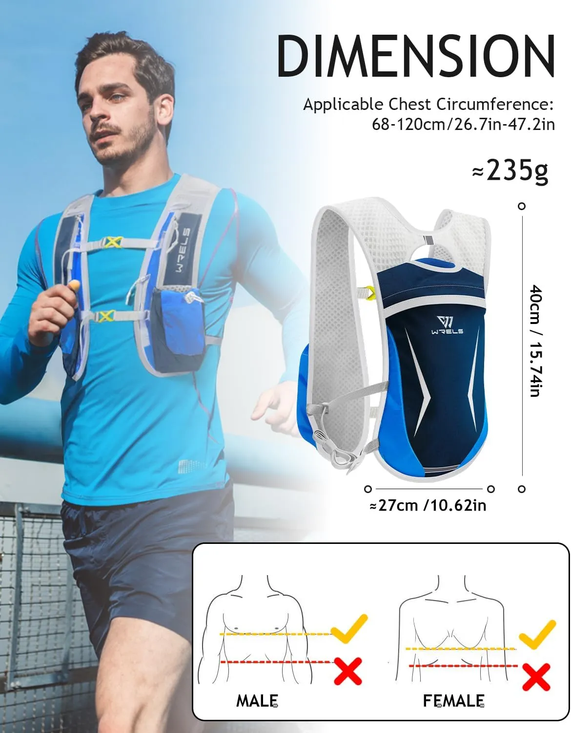 Hydration Running Vest for Men Women,5L Lightweight Water Backpack with 1.5L Leakproof Water Bladder,Hydration Vest for Marathon Cycling Jogging Hiking
