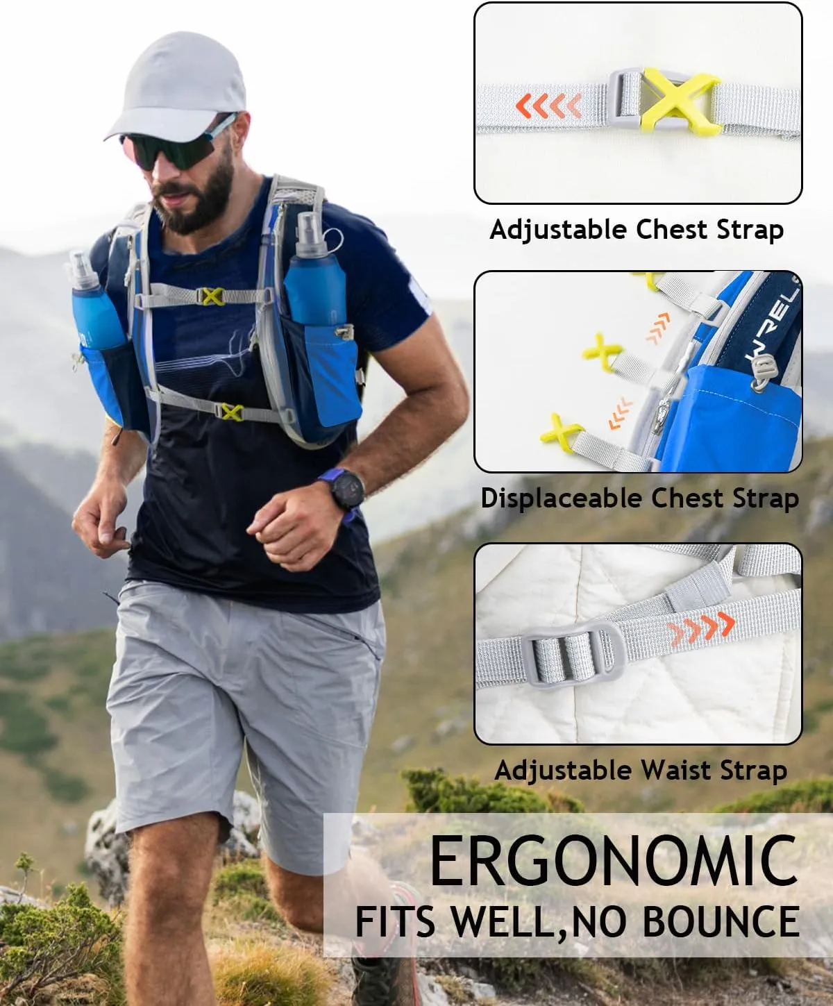 Hydration Running Vest for Men Women,5L Lightweight Water Backpack with 1.5L Leakproof Water Bladder,Hydration Vest for Marathon Cycling Jogging Hiking