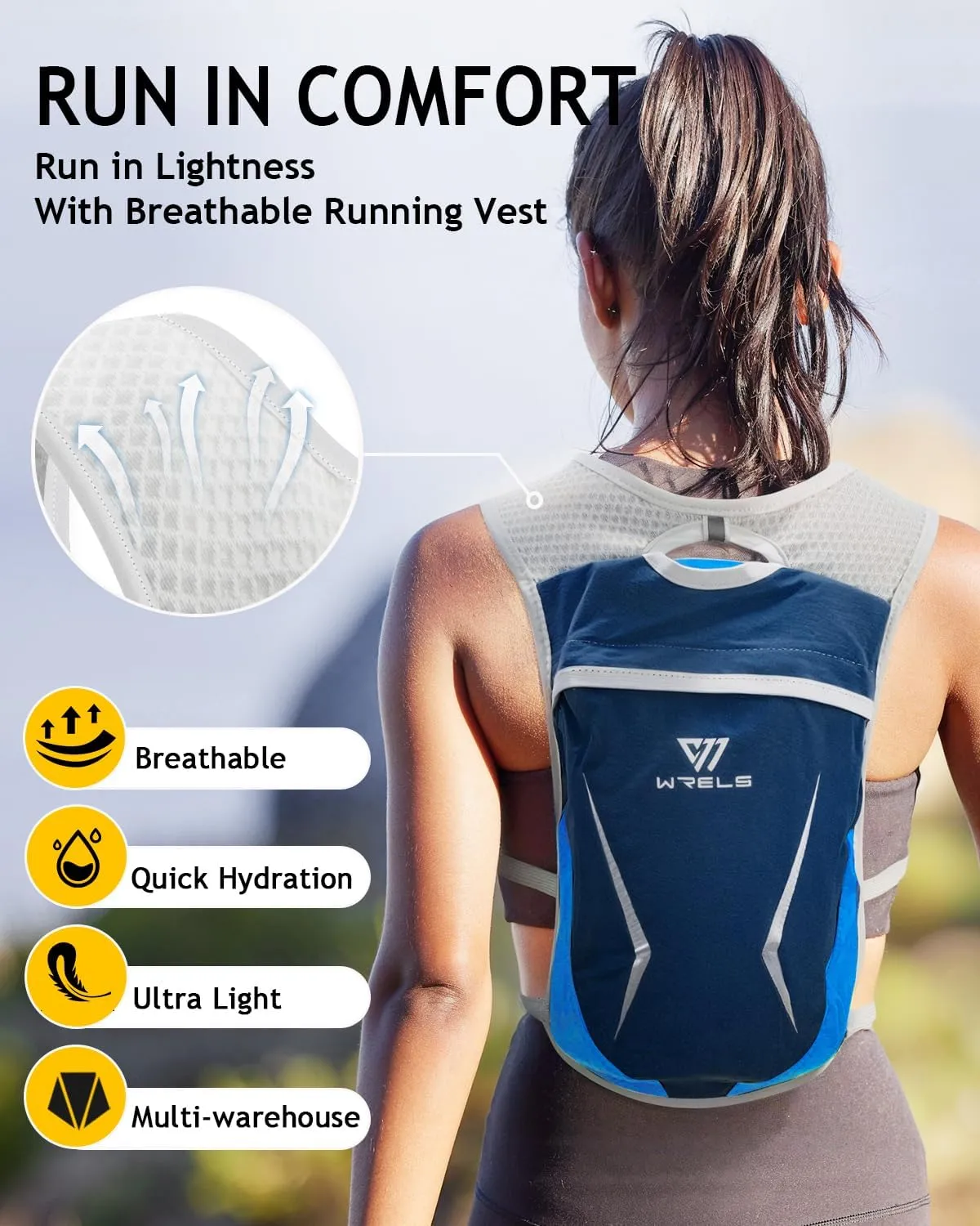 Hydration Running Vest for Men Women,5L Lightweight Water Backpack with 1.5L Leakproof Water Bladder,Hydration Vest for Marathon Cycling Jogging Hiking