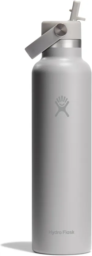 Hydro Flask 24 Oz Stainless Steel Standard Mouth Water Bottle with Flex Straw Cap and Double-Wall Vacuum Insulation