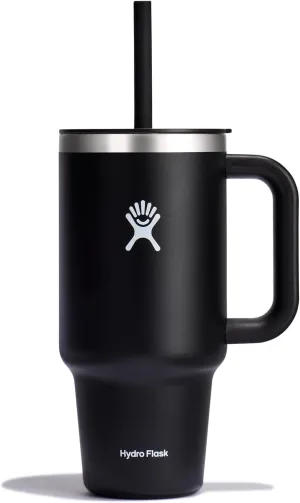 Hydro Flask 32 Oz Travel Tumbler with Handle, Lid and Straw - Insulated Stainless Steel in 32 Oz Black