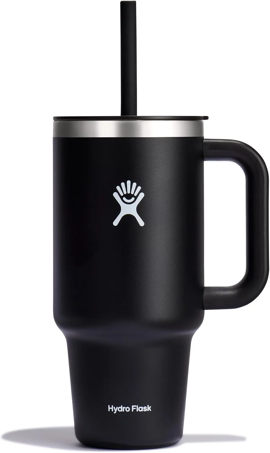 Hydro Flask 32 Oz Travel Tumbler with Handle, Lid and Straw - Insulated Stainless Steel in 32 Oz Black
