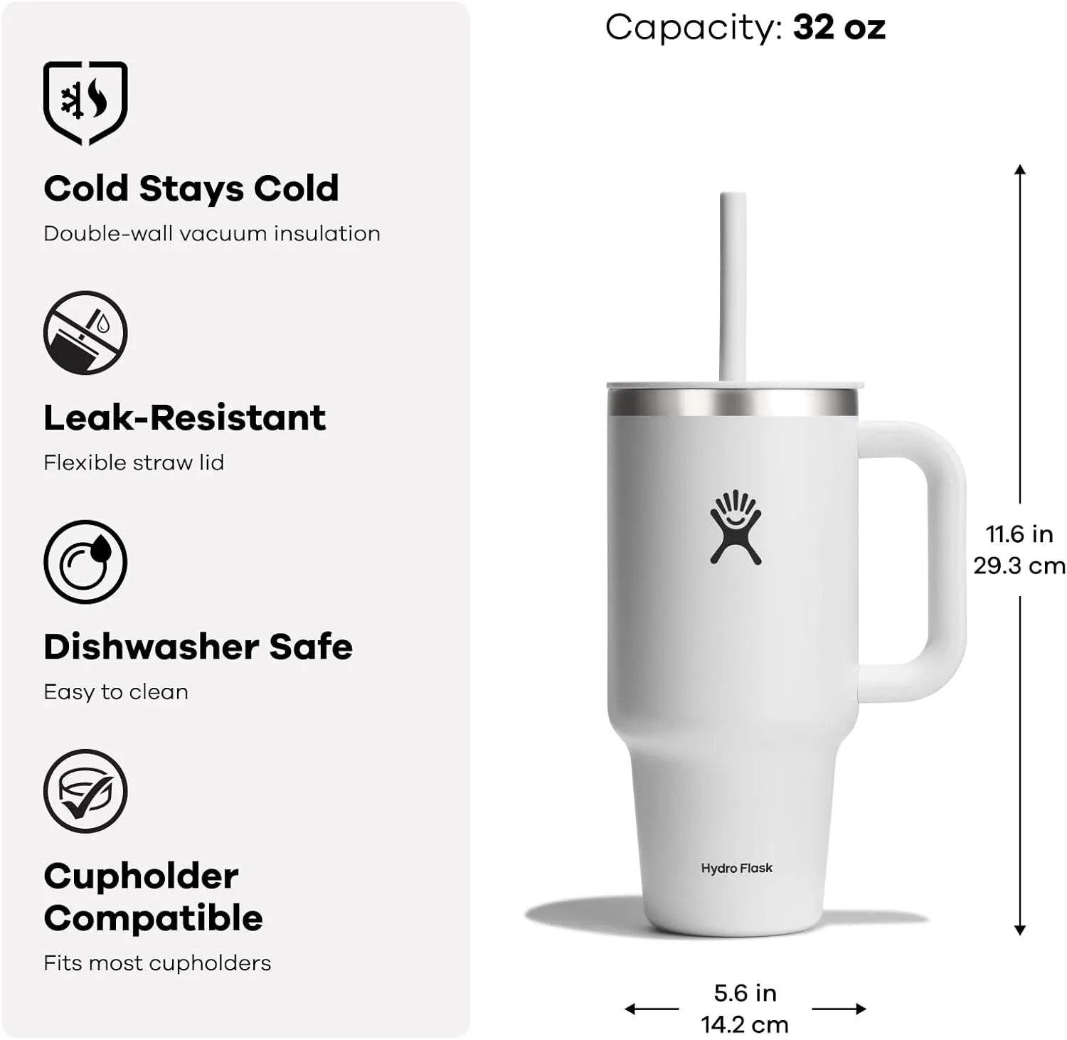 Hydro Flask All Around Travel Tumbler Ivory 32 Oz