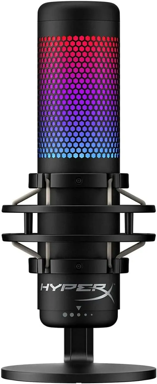 HyperX QuadCast S RGB USB Condenser Microphone for PC, PS4 and Mac, Anti-Vibration Shock Mount, Four Polar Patterns, Pop Filter, Gain Control, Gaming, Streaming, Podcasts (Renewed)