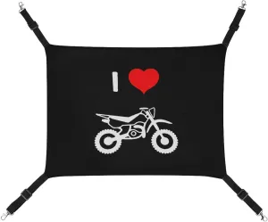 I Love Motocross Hanging Cat Bed Soft Breathable Pet Hammock for Cage Pet Sleeper for Kitten Ferret Puppy Rabbit