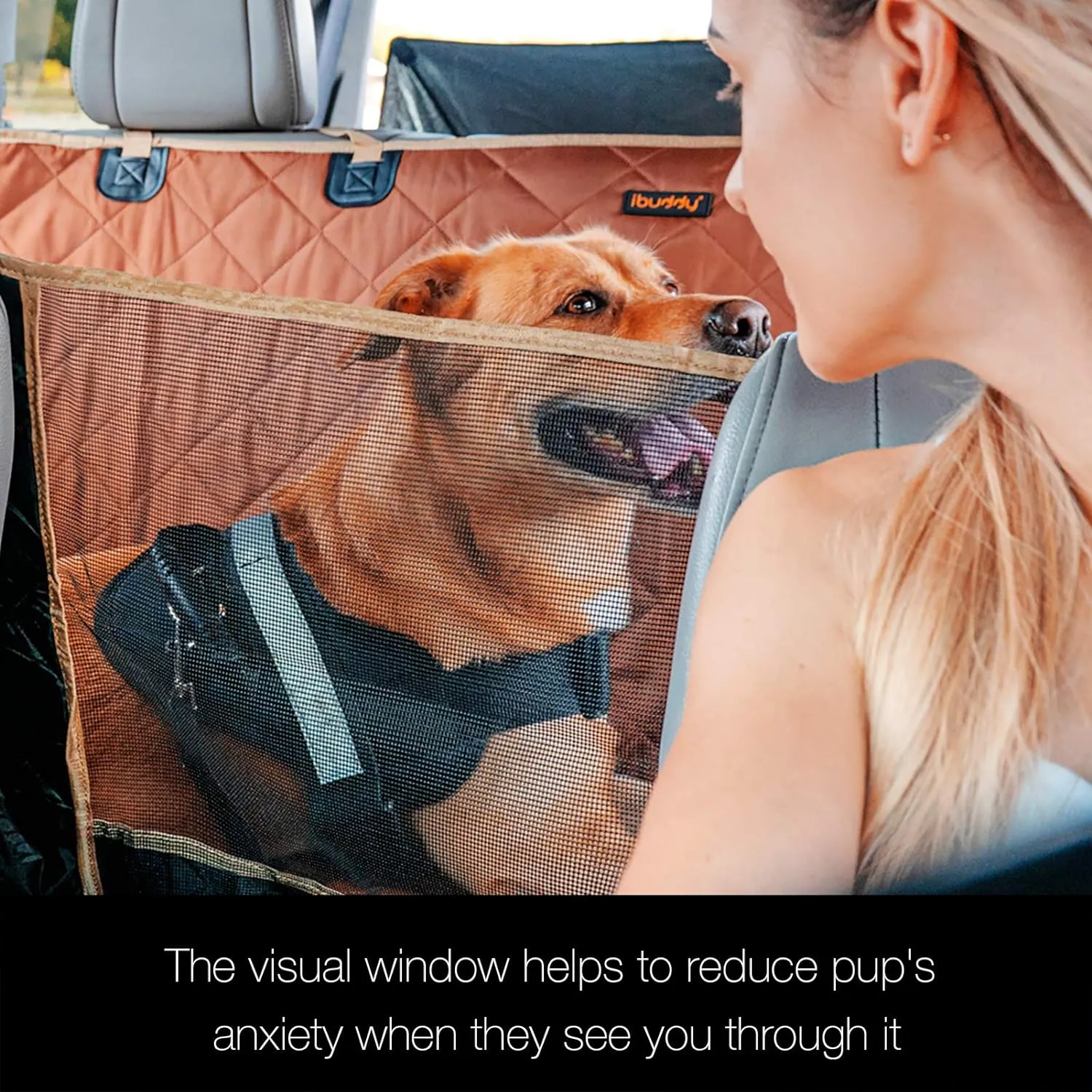 iBuddy Dog Seat Cover for SUV and Small Truck, Waterproof Car Hammock Heavy Duty Back Seat Cover for Dog with Mesh Window Durable Scratchproof Pet Car Seat Protector for Rav4 CR-V Jeeps