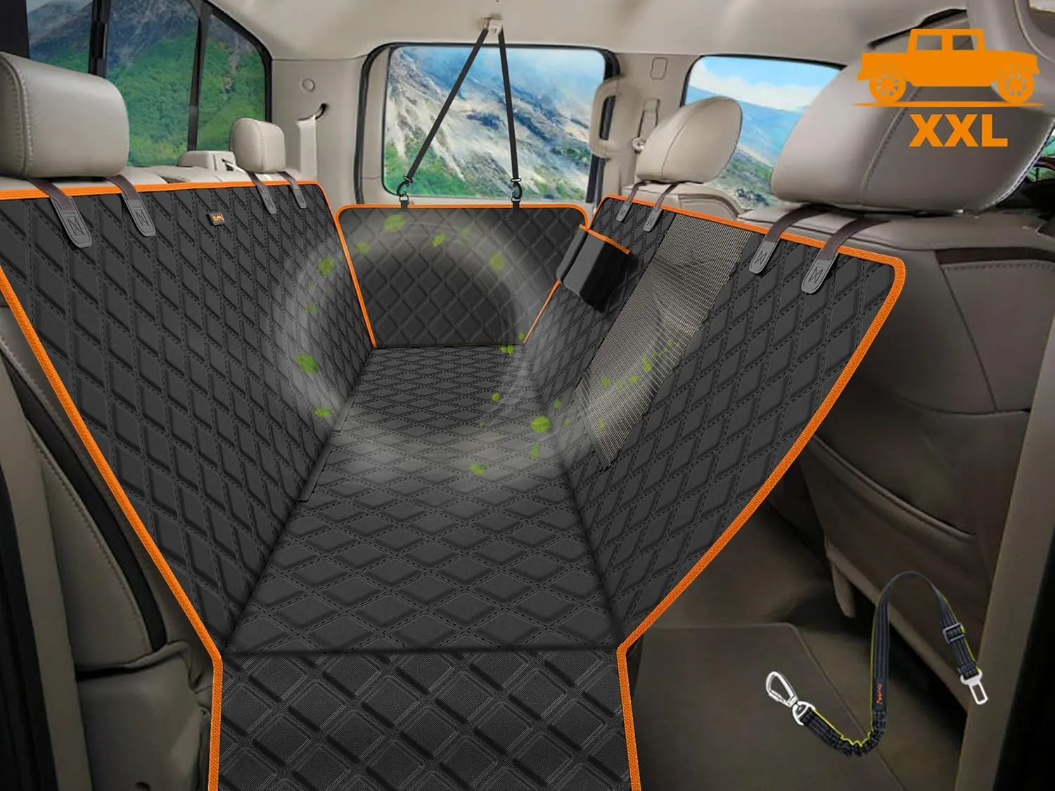 iBuddy XXL Dog Seat Cover for Trucks with Mesh Window Waterproof Dog Truck Hammock Durable Back Seat Protector for Full Size Pickup Trucks Machine Washable X-Large Truck Pet Seat Cover for Ram 1500