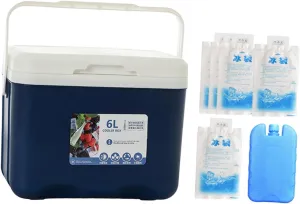 Ice Chest Box, Insulated Cooler, with Handle Portable Personal Cold Case with Ice Pack for Outdoor Camping Kitchen BBQ Picnic