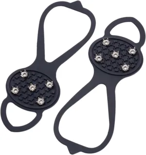 Ice Cleats 1 Pair with 5 Steel Teeth, Universal Fit Non-Slip Traction Spikes for Shoes, Lightweight Adjustable Safety Grips for Hiking & Walking on Ice