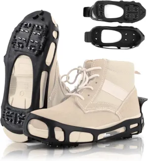 Ice Cleats Snow Grips, Anti-Slip Crampons Traction Lightweight Portable for Walking on Snow & Ice, Easy Step-in for Shoes/Boots