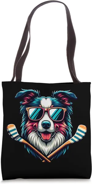 Ice Hockey Border Collie Fun Vibes Tote Bag