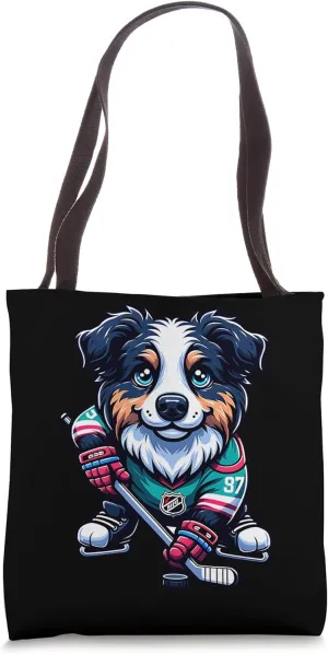 Ice Hockey Border Collie Number 97 Tote Bag