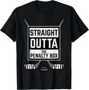 Ice Hockey Straight Outta Penalty Box Funny Men Boys Kids T-Shirt