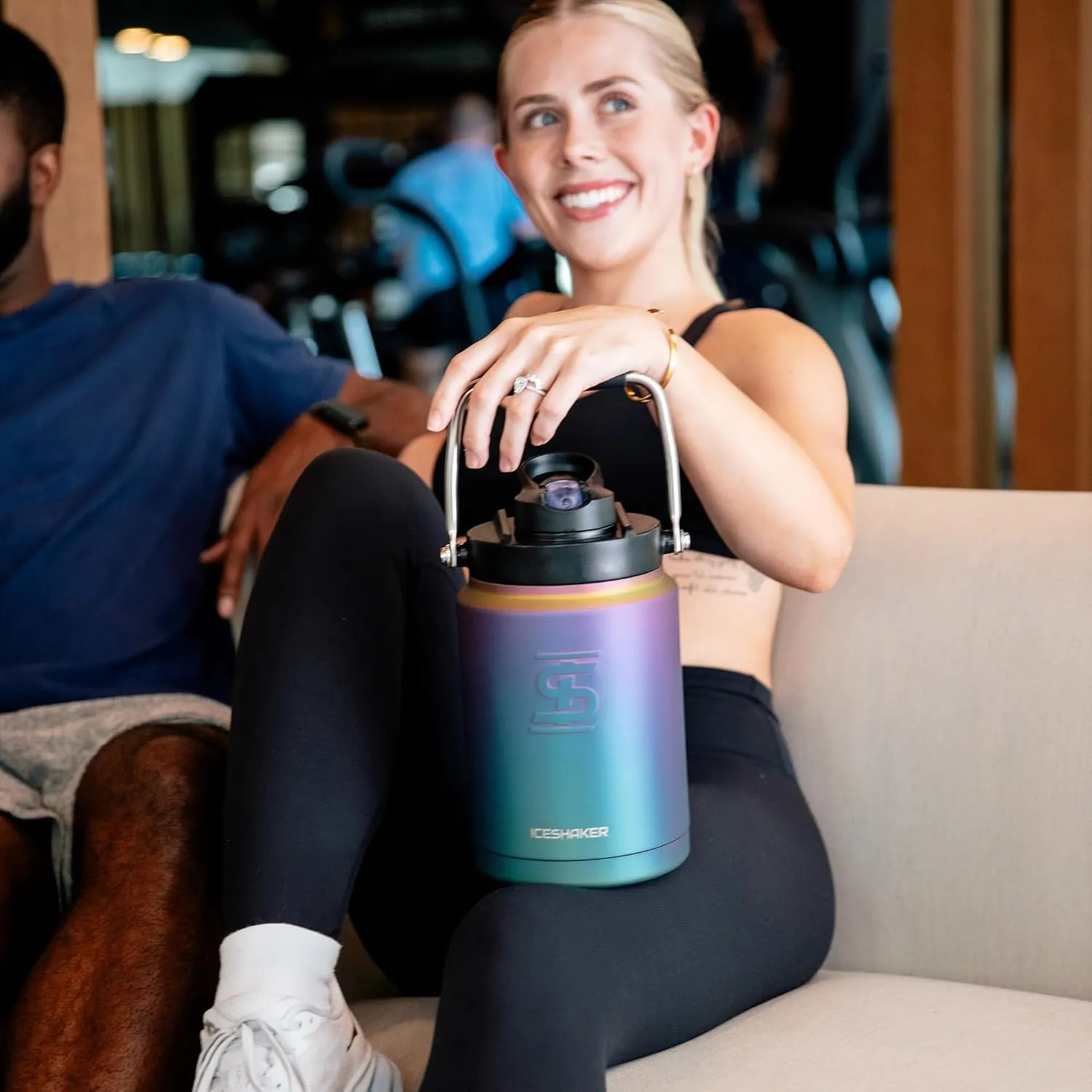 Ice Shaker Insulated Stainless Steel Gallon Water Jug | 128 Oz, Wisteria | Stays Cold for 60  Hours | Multi-purpose lid | Odor-Free Outdoor Water Jug for Sports, Camping, Hiking, Working Out