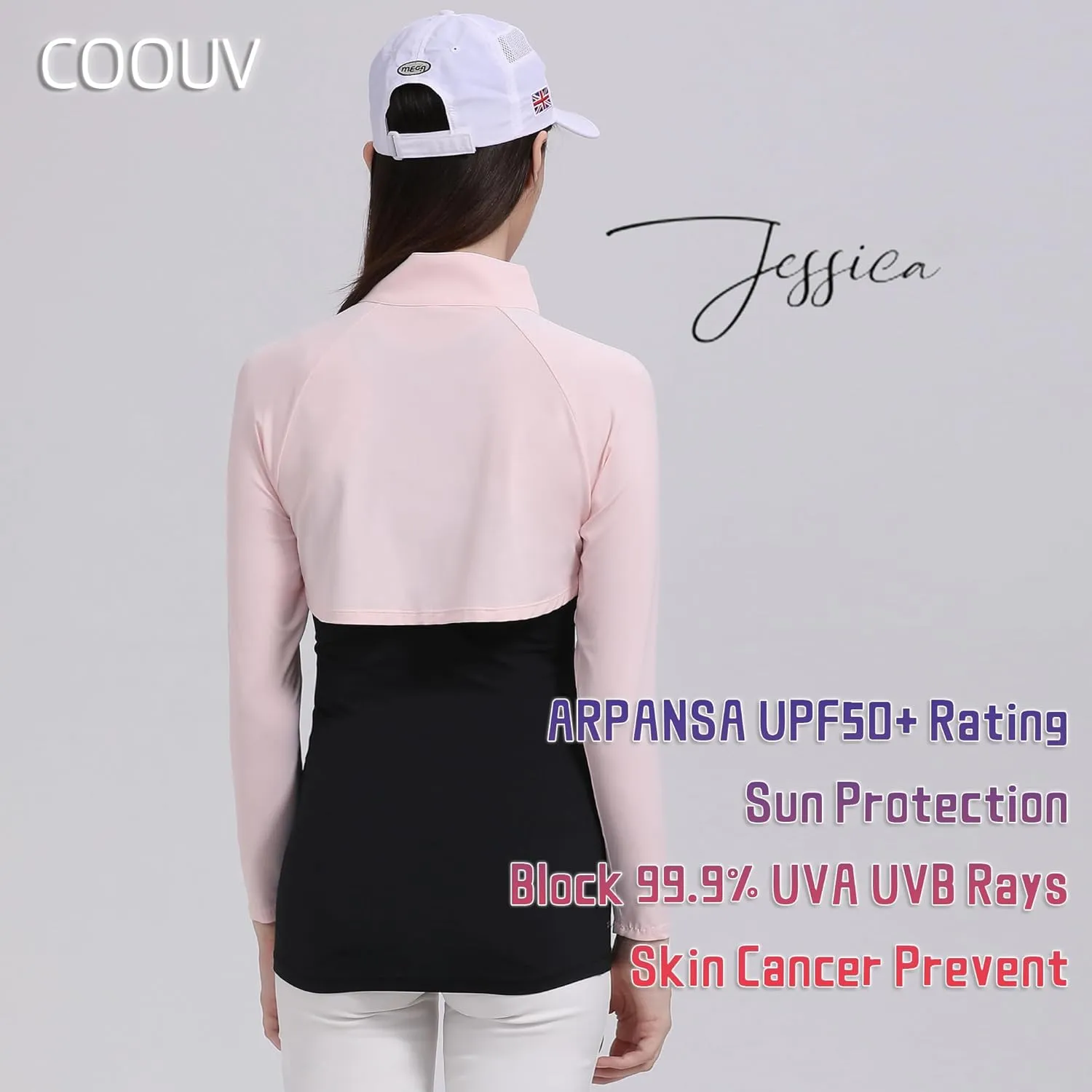 Ice Silk Cooling Fabric UPF50  UV Sun Protection Lightweight Shawl Arm Sleeve Sport Shrug Golf Shirt