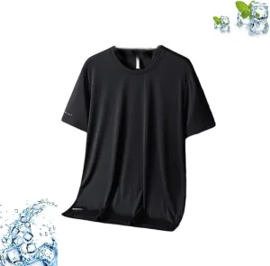 Ice Silk Round Neck T-Shirt, Men's Summer Ice Silk T-Shirt, Cooling Round Neck Short Sleeve Top