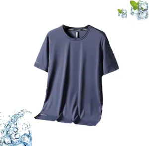 Ice Silk Round Neck T-Shirt, Men's Summer Ice Silk T-Shirt, Cooling Round Neck Short Sleeve Top