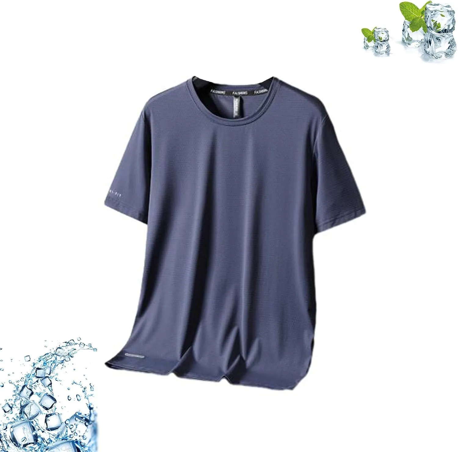 Ice Silk Round Neck T-Shirt, Men's Summer Ice Silk T-Shirt, Cooling Round Neck Short Sleeve Top