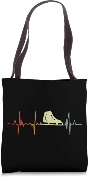 Ice Skating Pulse Line ECG Retro Heartbeat Tote Bag